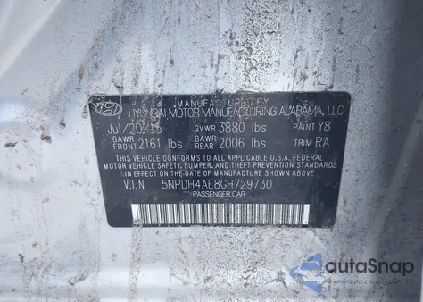 2016 Hyundai Elantra Se из США, поврежденный, VIN 5NPDH4AE8GH729730